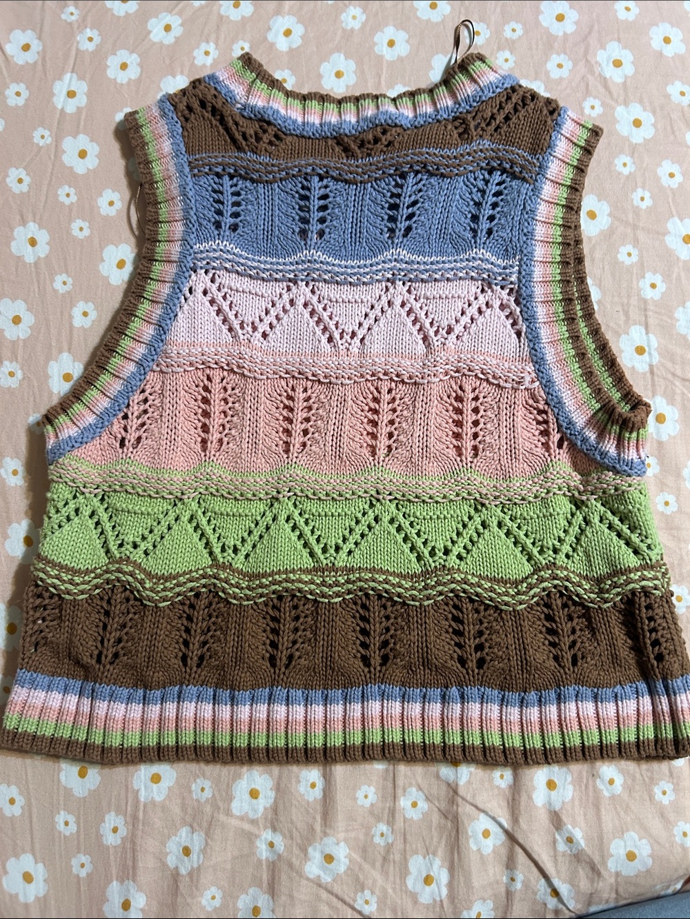 ZARA Striped Knit Tank Top in Blue, Pink, Green & Brown - Picture 4 of 4
